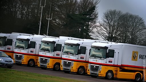 Five Renault test transporters