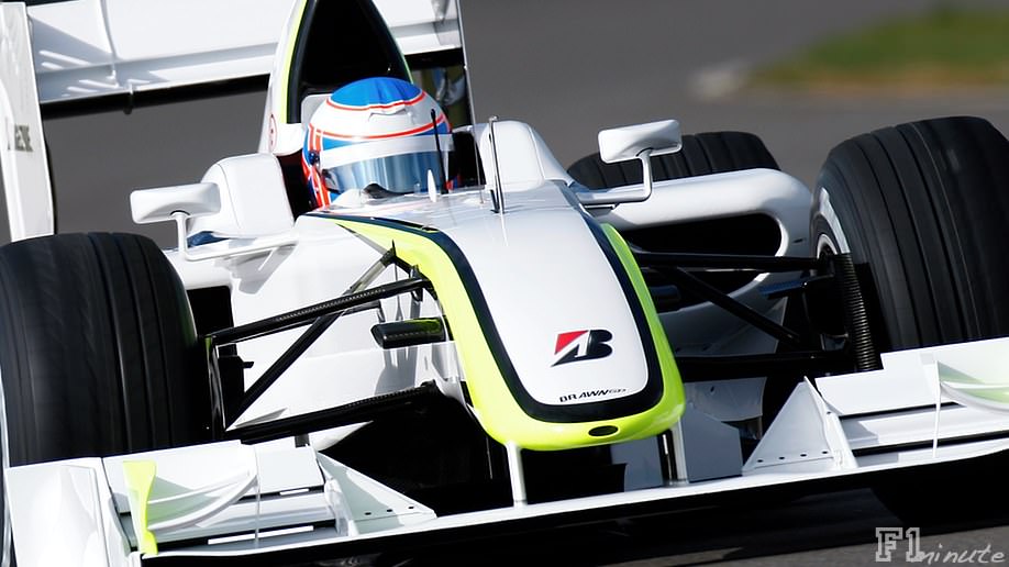Button tests out the new Brawn GP car in Silverstone