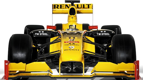 A head on look down the nose of the new Renault 'bumble-bee' challenger.