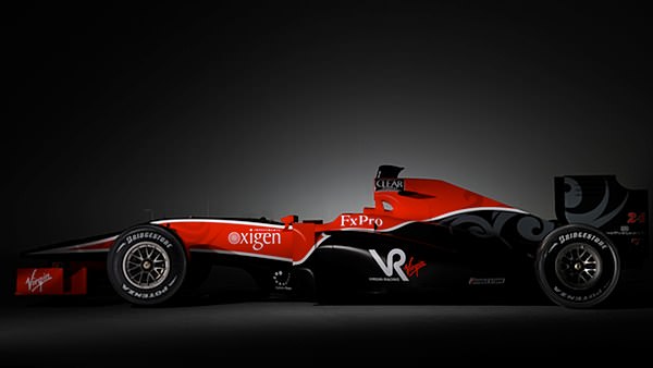 A side view of the Virgin Racing VR-01.