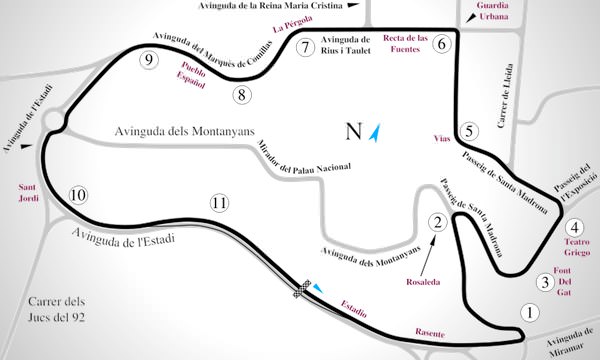 Montjuïc circuit map