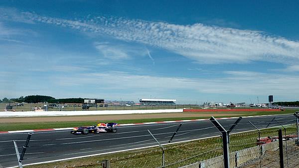 Vettel speeds down the Hangar Straight on Free Practice Friday