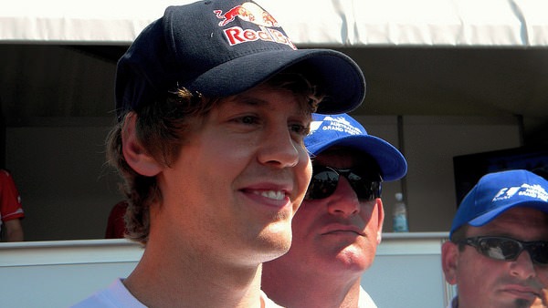 A rare glimpse of a smiling Sebastian Vettel - before all the pressure kicked in