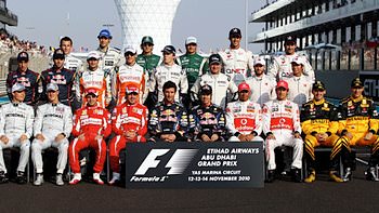 The 2010 drivers pose ahead of the championship deciding race in Abu Dhabi