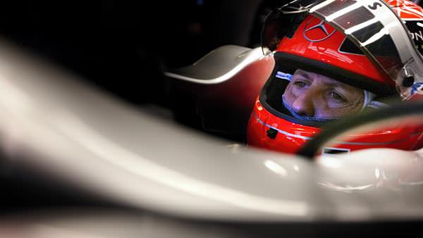 Michael Schumacher guides his Mercedes around Barcelona