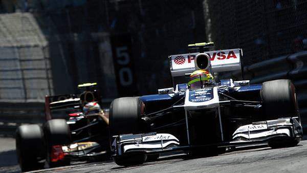 Pastor Maldonado gets to grips with the Monaco circuit