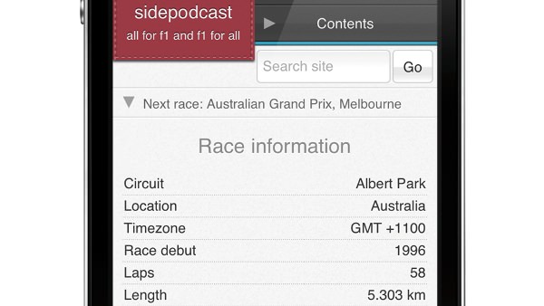 Race information, session times and weather data, right where you need it