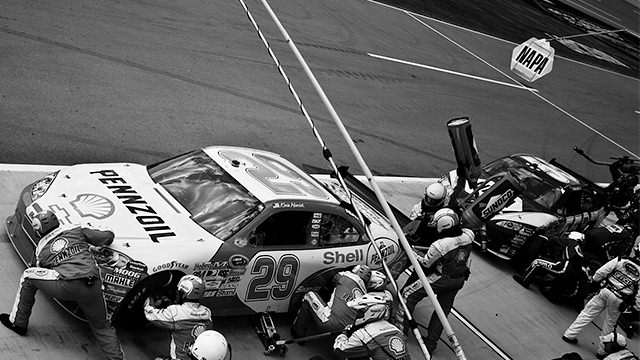 NASCAR pit stop with poles