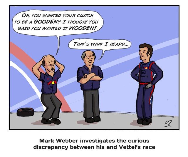 Mark Webber investigates the curious discrepancy between his and Vettel's race