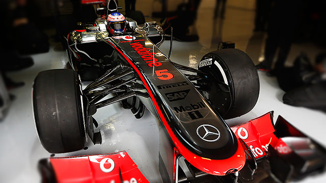 Jenson Button in the McLaren garage during testing