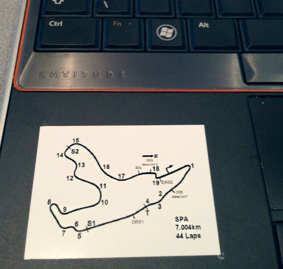 Spa circuit map on a laptop