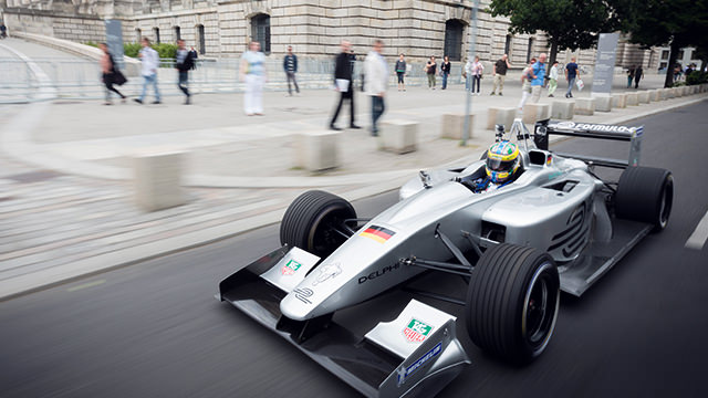 Formula E Prototype car takes to the streets of Berlin