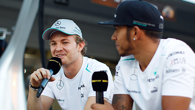 Rosberg and Hamilton interviewed by the BBC in Suzuka