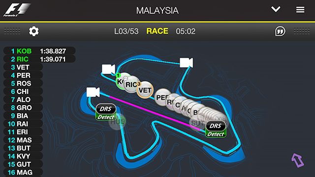 Official F1 App screenshot of Malaysia circuit
