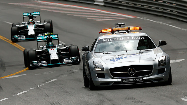 The safety car leads the way in Monaco