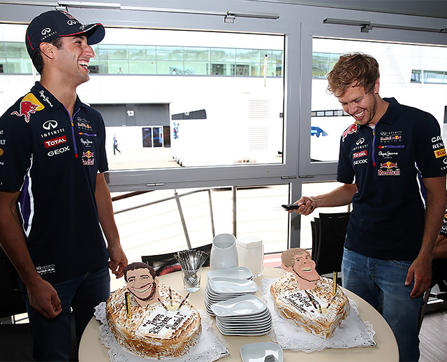 Ricciardo and Vettel dine on cake