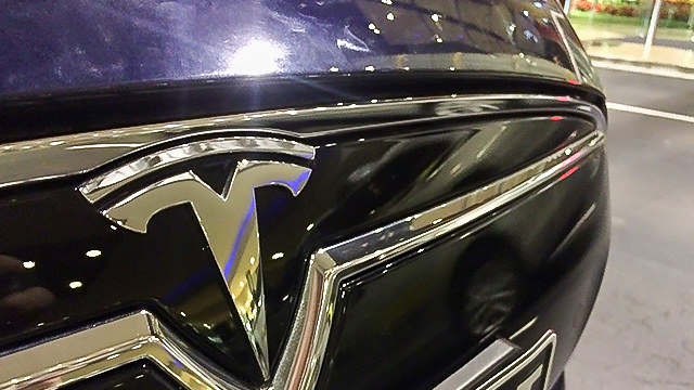 Tesla logo close-up