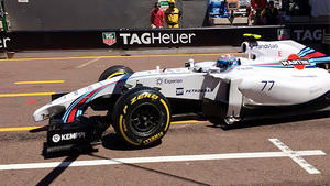 Bottas back to the pits