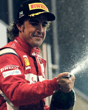 Fernando celebrates in Abu Dhabi