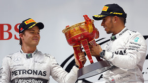Hamilton and Rosberg podium celebration