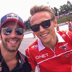 Jev and Max share a lift on the driver parade