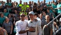 The race cycles through several leaders before Rosberg scoops victory