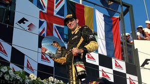Vitaly Petrov takes home his first F1 trophy from third position