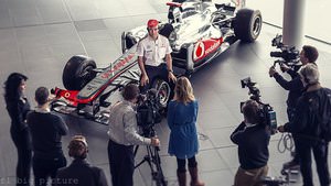 Sergio Pérez faces the media on his first day at McLaren